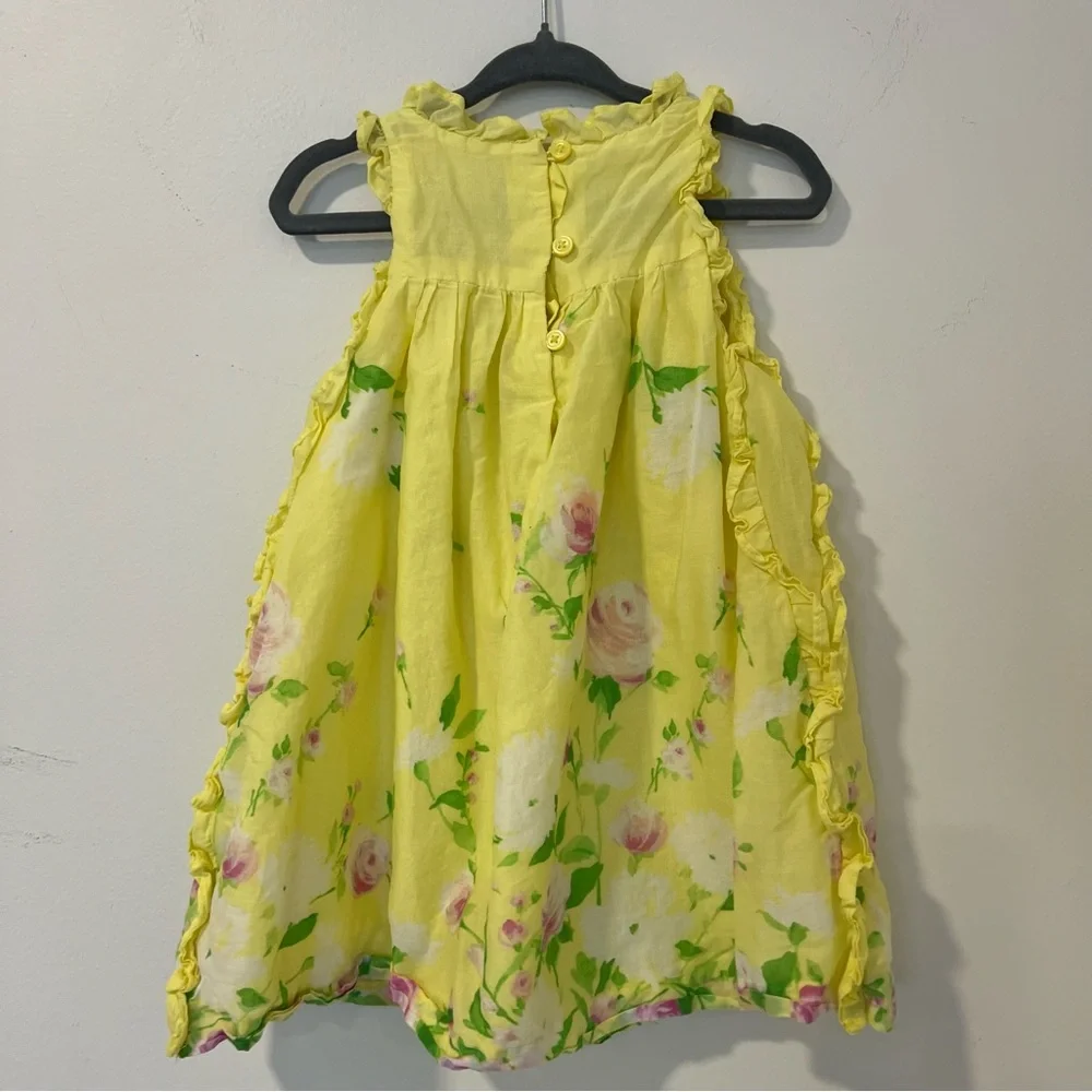 Janie & Jack yellow floral cotton ruffle dress size 2T